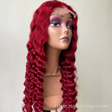Hair Burgundy Color Wig Deep Wave Highlight Piano Color Brazilian Human Hair Wigs Virgin Human Hair Lace Front Wigs